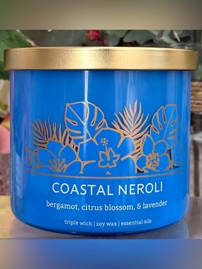 🆕🪷 DISTANT LANDS “COASTAL NEROLI” 3-WICK SCENTED SOY WAX CANDLE. BAND NEW.